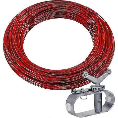 Corde de tension pour couverture de piscine, câble et kit de treuil pour couverture de piscine, câble rouge de 40 mètres (130 pieds) pour couverture de piscine (1/5)