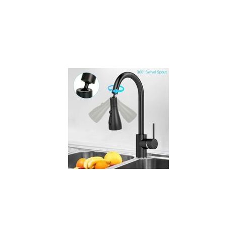Robinet de pulvérisation d'évier de cuisine, robinet de cuisine à aérateur rotatif à 360 °, buse de robinet de cuisine à 3 modes, pour aérateur de robinet de cuisine FM22 (noir)