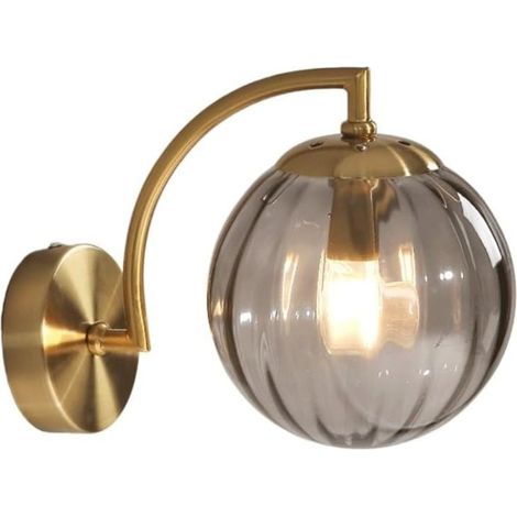 Lampe Murale Vintage en Verre et Fer, Applique Colorée E27, Design Original Rétro pour Chambre, Salle à Manger et Couloir(Gris fumé, Sans ampoule) (1/5)
