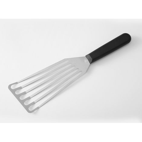 Spatule Flexible pour plancha (32.5cm), en Acier Inoxydable, Design Fendu, Bords biseautés, poignée Confortable antidérapante, Lavable au Lave-Vaisselle - Argent (6780) (1/4)