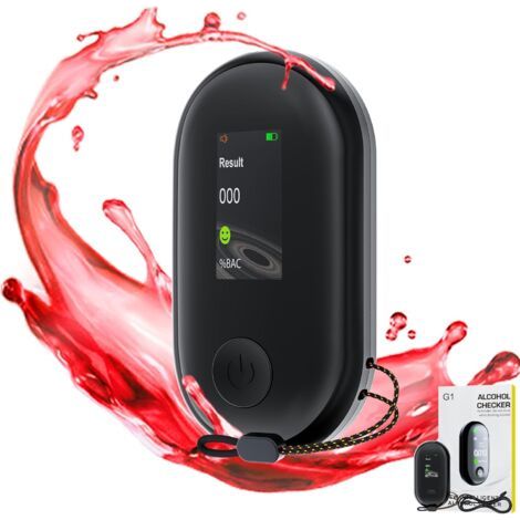 Ethylotest de Police avec Affichage Digital LCD Bleu, avec Batterie Rechargeable USB Ethylotest Professionnel, Embout buccal Inutile, pour Utilisation à la Maison ou Lors de soirées (G1) (1/5)
