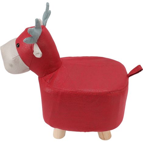 Niedliche und flauschige, giraffenförmige Tierhocker mit rutschfester Oberfläche für Kleinkinder, rot. (1/5)