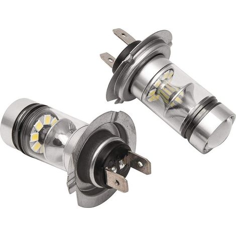 2 ampoules LED H7, 12 V, 100 W, 6000 K, 1000 lm, pour feux de circulation diurne (1/5)
