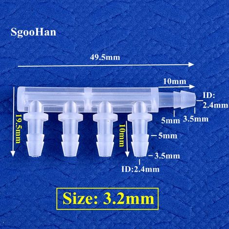 (3,2 mm - 50 pièces) Connecteur PP à 5 voies de diamètre égal pour aquarium, pompe à air, tuyau, système d'irrigation de jardin, raccords en forme de pagode (1/5)