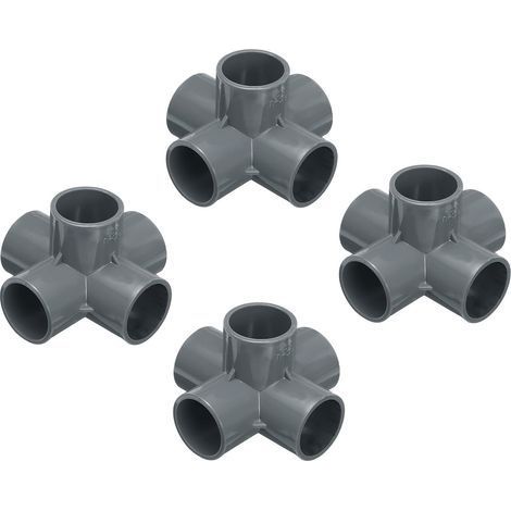 Lot de 4 Raccords coudés PVC 32mm 5 voies Gris pour Conduit Électrique et Irrigation (1/5)