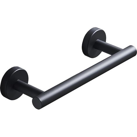 Porte-serviettes mural, acier inoxydable brossé, 30 cm de long, nécessite un perçage pour l'installation, 1 pièce, noir.