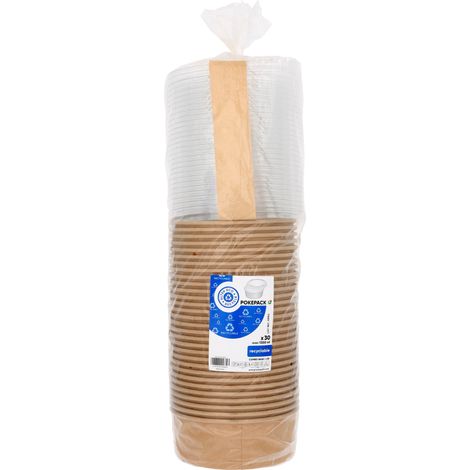 Schalen aus Kraftpapier mit PET-Deckeln 1300 ml 30 Stück POKEPACK Guillin Polska