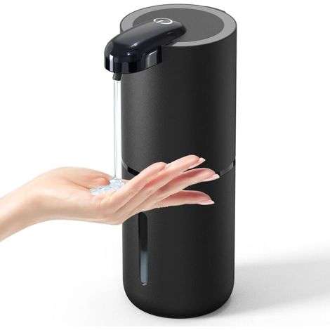 Distributeur de savon automatique, 4 vitesses réglables, 380 ml, électrique, sans contact, montage mural, rechargeable par USB, étanche IPX5, idéal pour la maison, le bureau, l'hôpital, l'hôtel et (1/4)