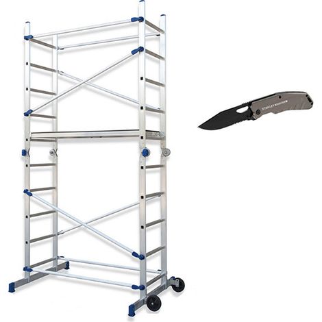 Gerüstleiter klappbar - Max. Arbeitshöhe 3.78m + Taschenmesser - FACPN-COUTEAU