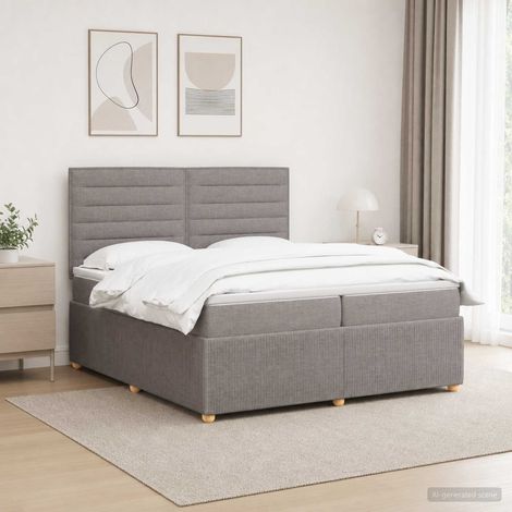 vidaXL Lit boxspring LED avec matelas Taupe 200 x 200 cm Tissu (1/5)