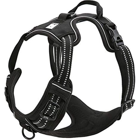 Harnais pour chien réfléchissant réglable dissuader tirer gilet pour animaux de compagnie Durable voiture Nylon TLH5651 chien laisse Husky (M) (1/4)