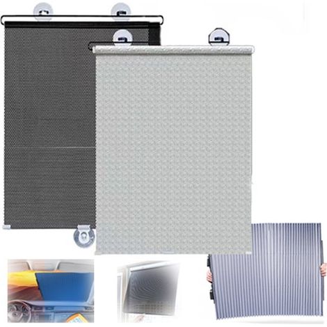 Lot de 3 stores occultants à ventouses – Pour lucarne et chambre – Sans perçage – Noir/argent/bleu (1/5)