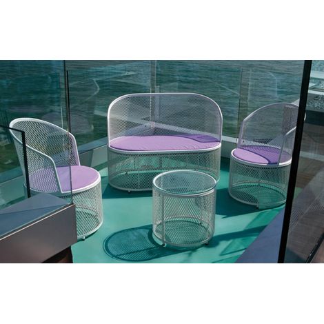 Set da Giardino Divano 2 Poltrone e Tavolino in rete Stirata Ranieri Garda