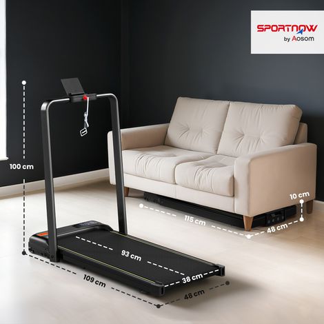 Tapis de course pliable avec angle d'inclinaison réglable, vitesse de 1 à 10 km/h, écran LED et télécommande, noir. (1/5)