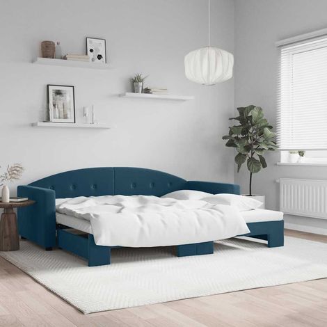 Sofá cama nido terciopelo azul 90x200 cm (1/5)
