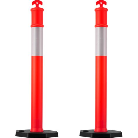 Mophorn Set di Paletto Delimitatore del Traffico φ375 x 1140 mm con Base Zavorrata Strisce Riflettenti, Paletti Stradali di Segnalazione per Controllo della Folla, 2 pezzi, Rosso (1/5)