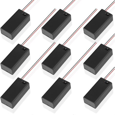 10 supports de piles avec interrupteur marche/arrêt, boîtier de piles isolant (pile 9V 6F22)-6.7X3.2CM-Black (1/3)