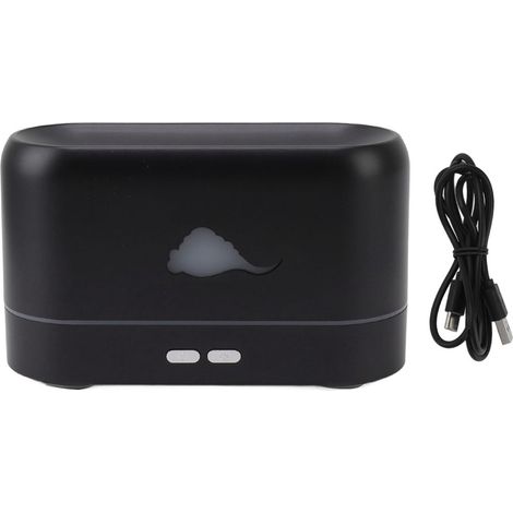 Humidificateur à effet flamme 3D avec large diffusion de brume, diffuseur d'huiles essentielles pour la maison, noir (1/5)