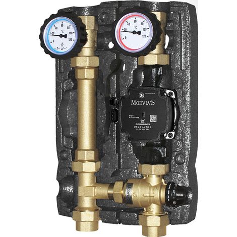 Modulo idraulico a due vie con valvola miscelatrice a punto fisso 20-45o, circolatore ad alta prevalenza Grundfos UPM3 H 25/70 (1/4)