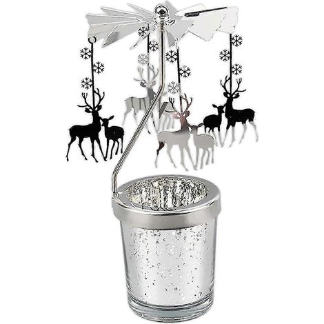 Porte-bougie rotatif, porte-bougie chauffe-plat, décoration de table ou de cheminée pour fêtes-Elk