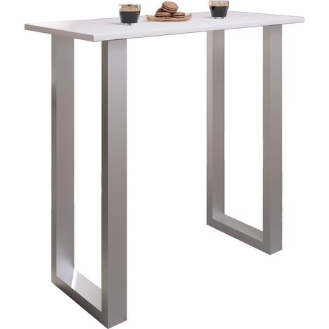 Mesa de barras VCM  Tresen  Mesa de pie  Mesa alta  Mesa Bartresen - Xona 110x50 cm (Plata / Blanco)