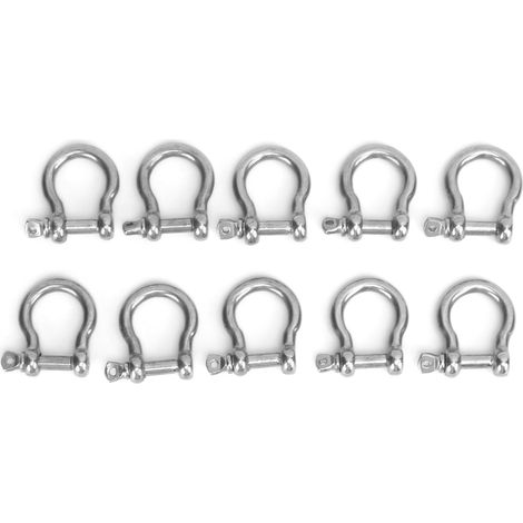 10 pièces Anneau en D en acier inoxydable haute dureté Mousqueton d'ancre pour Camping Randonnée Sports Extérieur (Charge 80 kg M5) (1/5)