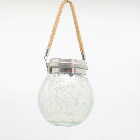 Lanterne solaire en verre fissuré 30 LED étanche extérieur solaire à suspendre pour patio, cour, festival couvert (blanc chaud) (1/5)