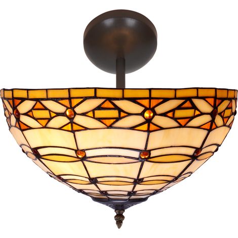 Plafonnier Tiffany plus grand diamètre 40cm Série Ivoire
