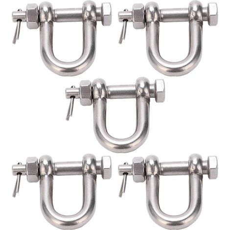 Stück D-Ring-Ankerschäkel-Schraubbolzen mit Versicherung, Edelstahl 304, Marine- und Landhebetechnik, M8
