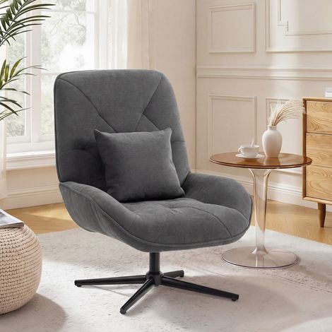 Sillón giratorio chenilla con respaldo alto OKMYHOME (1/4)