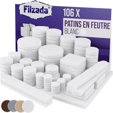 Patins en feutre auto-adhésifs 106 pièces carrées et rondes Blanc Protection des sols et réduction du risque de glissement (1/5)