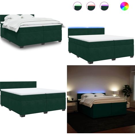 Boxspringbett mit Matratze Dunkelgrün 200x200 cm Samt - Boxspringbett - Doppelbett - Samtbett - Samtcouch - Luxusbett - Home & Living (1/5)
