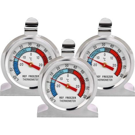 Set of 3 refrigerator thermometers with large stainless steel dial, suitable for the freezer compartment. (1/5)
