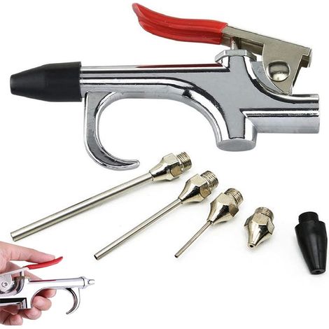 Pistolet à air comprimé Pistolet à air comprimé en métal avec 4 points d'extension d'air comprimé Les boquillas peuvent être connectées rapidement pour enrouler la poudre et les résidus de succion (1/5)