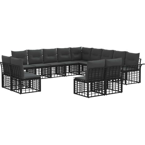 Outdoor-Sofagarnitur 13 pcs Schwarz und Dunkelgrau Polyester vidaXL