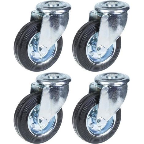 Rollen - Schwarz - 100 mm - Set von 4 - Drehbar - Tragfähigkeit 360 kg