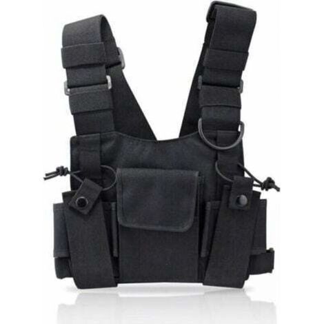 Radio Talkie walkie Poche de Poitrine, Sacs Harnais Sacs à Dos en Nylon Pack Holster Radios bidirectionnelles Carry Case Holder Bandoulière Réglable pour Police, Atelier de Production (1/5)