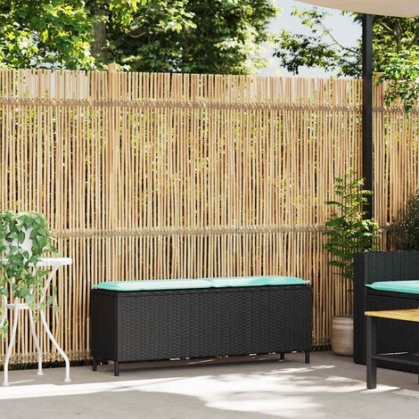 Banc de jardin avec coussin noir 110 x 30 x 40,5 cm résine tressée - vidaXL (1/5)
