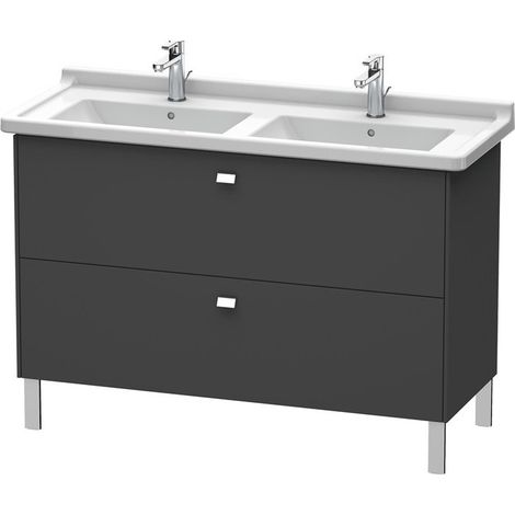 Lavabo Duravit Brioso Vanity in piedi Compact 122,0 x 46,9 cm, 2 estraibili, incl. apertura per sifone e grembiule, per lavabo Starck 3 033213, Colore (anteriore/corpo): Decorazione grafite opaca, maniglia cromata - BR442401049