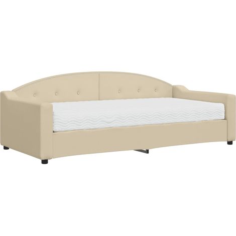 Maison Exclusive - Tagesbett mit Matratze Creme 90x200 cm Stoff