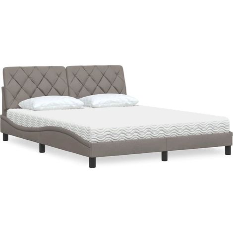 vidaXL Lit avec matelas taupe 160x200 cm tissu (1/5)