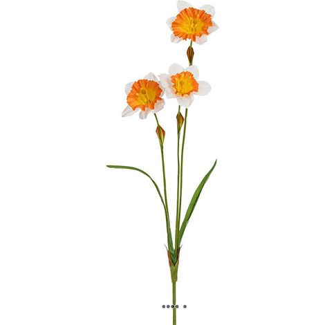 Jonquilles artificielles en tige 3 têtes H 58 cm Crème - couleur: Crème (1/3)
