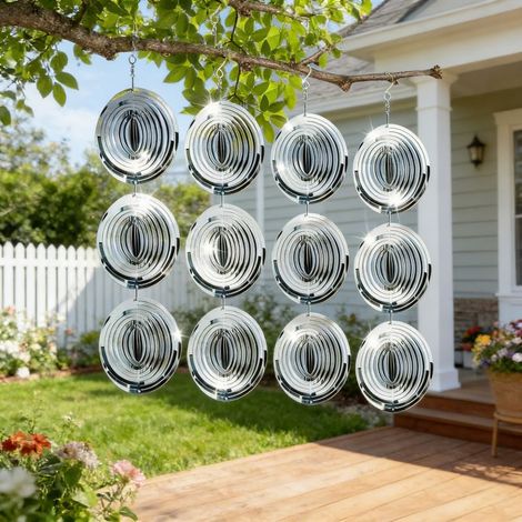 Répulsif À Oiseaux - Réflecteur Rotatif En Acier Inoxydable - Pour Balcon Jardin Terrasse - Ensemble De 12 Pièces (1/5)