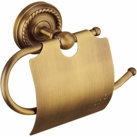 Retro Support de Papier Toilette avec Couvercle en Laiton Porte-Rouleau Murale (1/4)