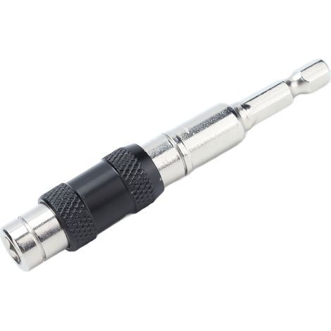 Impact Tough Quick Release Bit Holder Self Locking Screwdriver Extension Rod 1/4in Hex ShankSilver (1/5)