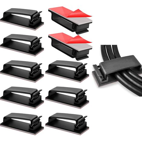 SHINING HOUSE Câble Management, 50PCS Clips de Câble Adhésifs pour Organiseur de Fils Electriques pour Câbles Ethernet et Système de Gestion de Câbles pour TV, ordinateur portable, Bureau