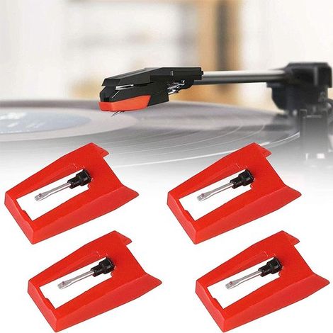 4 Stück Nadel Ersatznadel für Plattenspieler Plattenspielernadel Universal Plattenspielernadeln für Vinyl Plattenspieler und Phonographen Rot (1/5)