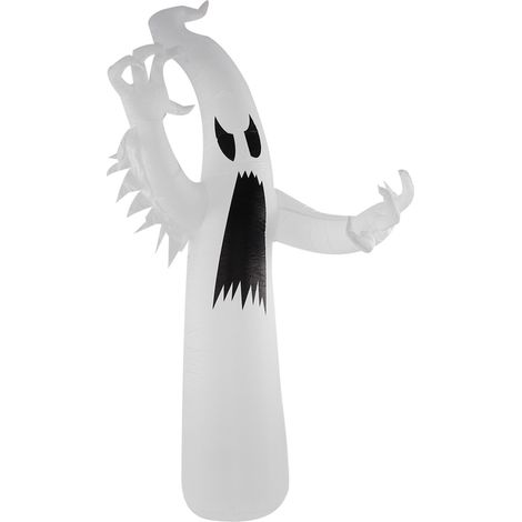 Aufblasbarer weißer Halloween-Geist mit bunter LED-Beleuchtung, wasserdicht (IP44), für Garten und Rasen, EU-Stecker 220–240 V (1/5)