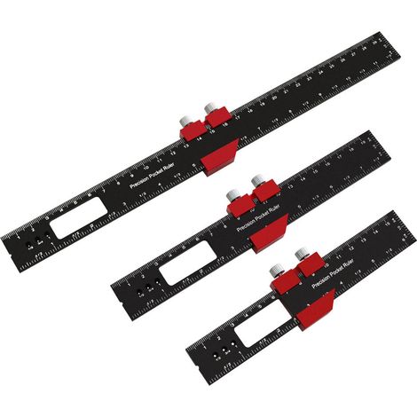 Règle à calcul en T (lot de 3) en alliage d'aluminium, haute précision, avec rail en T, pour traçage et équerre (160 mm, 200 mm, 300 mm). (1/5)