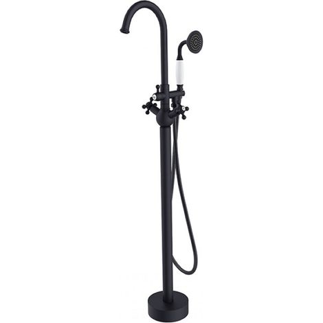 Mitigeur de baignoire îlot noir mat RETRO I 115 cm (1/2)